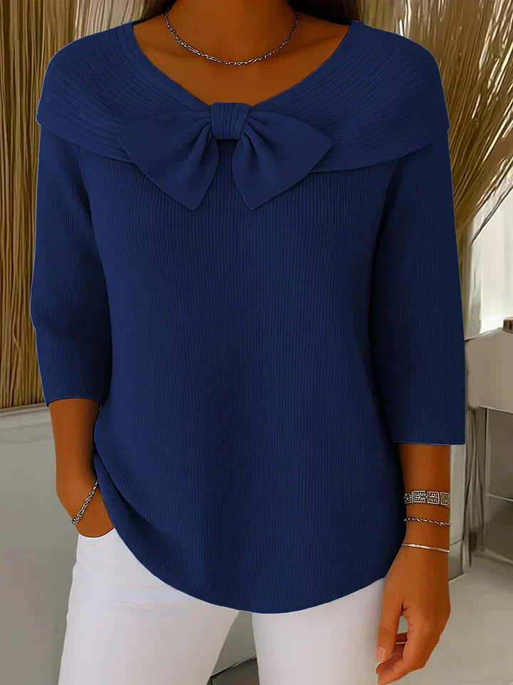 Women's Cotton Blend Bow Sweater, Slim Fit - Riley