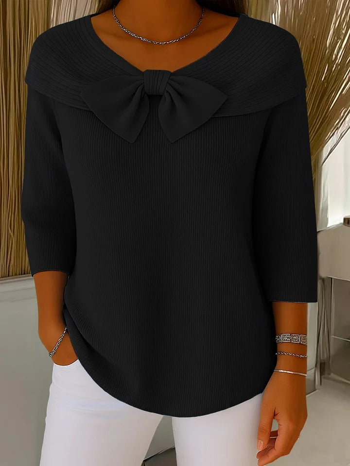 Women's Cotton Blend Bow Sweater, Slim Fit - Riley