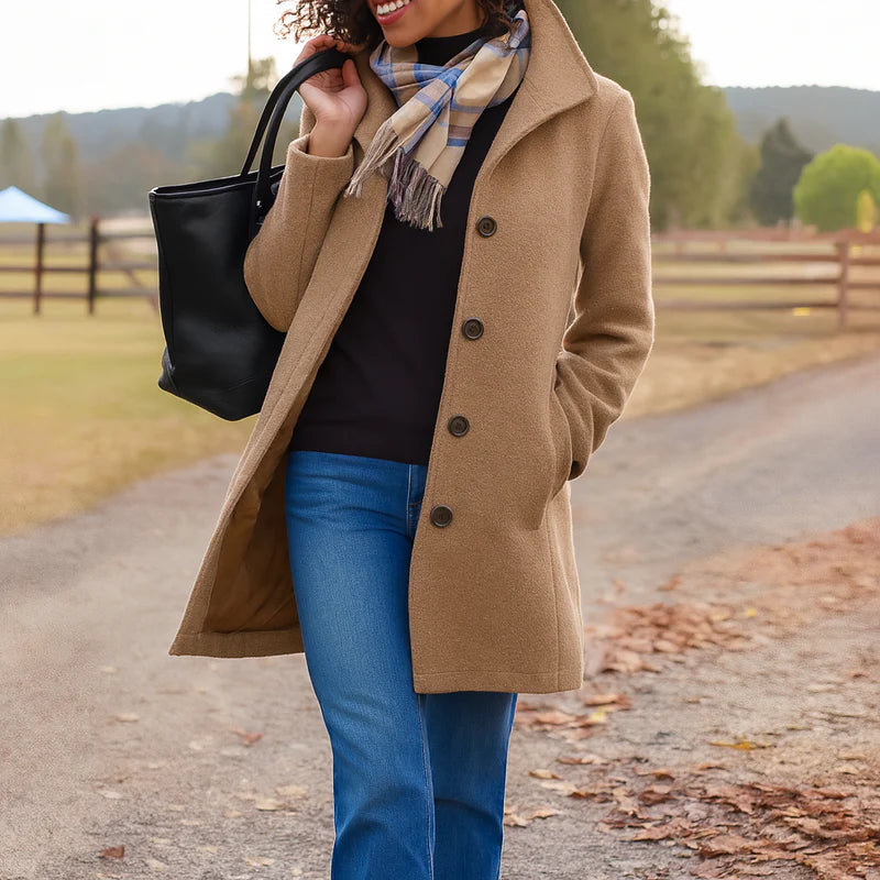 Women's Wool Trench Coat – Longline Button Front