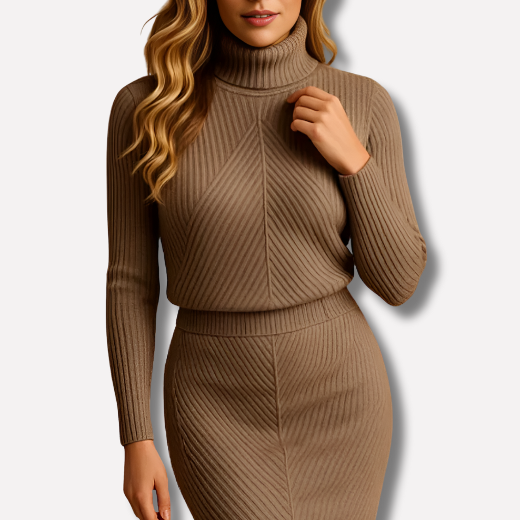 Women's Long Sleeve Midi Dress, Textured Finish - Freya