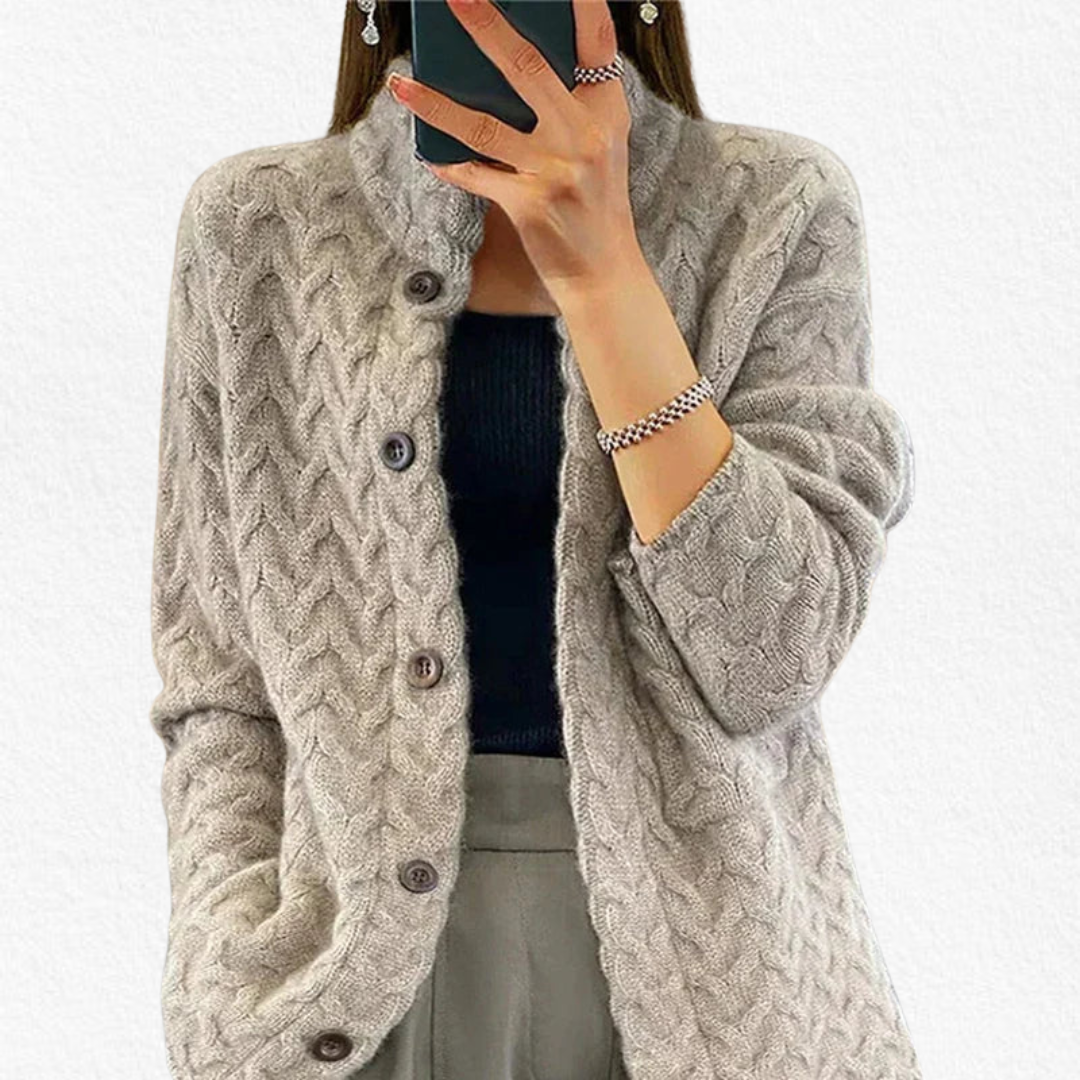 Women's Cable Knit Cardigan, Button Front and Relaxed Fit