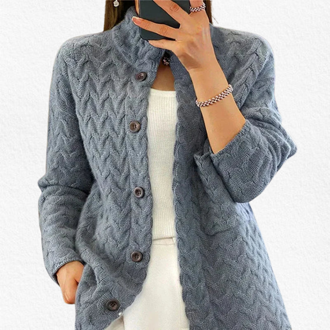 Women's Cable Knit Cardigan, Button Front and Relaxed Fit