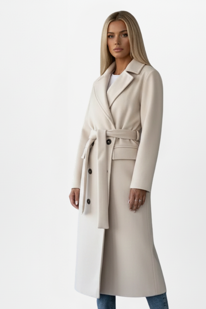 Women's Belted Trench Coat – Double-Breasted Longline