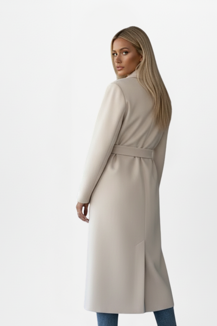 Women's Belted Trench Coat – Double-Breasted Longline