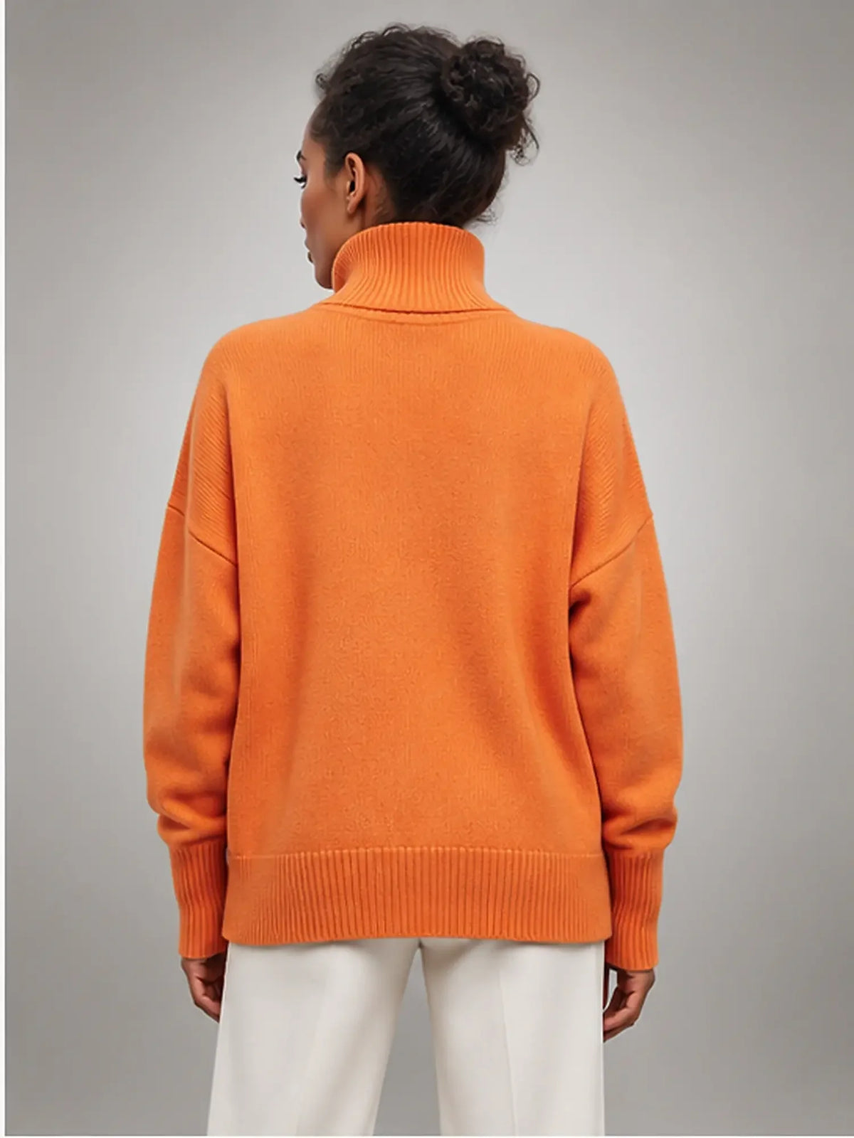 Women's Oversized Turtleneck Sweater, Relaxed Knit and Long Sleeves