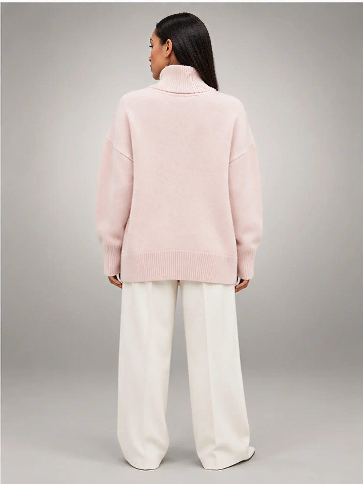 Women's Oversized Turtleneck Sweater, Relaxed Knit and Long Sleeves