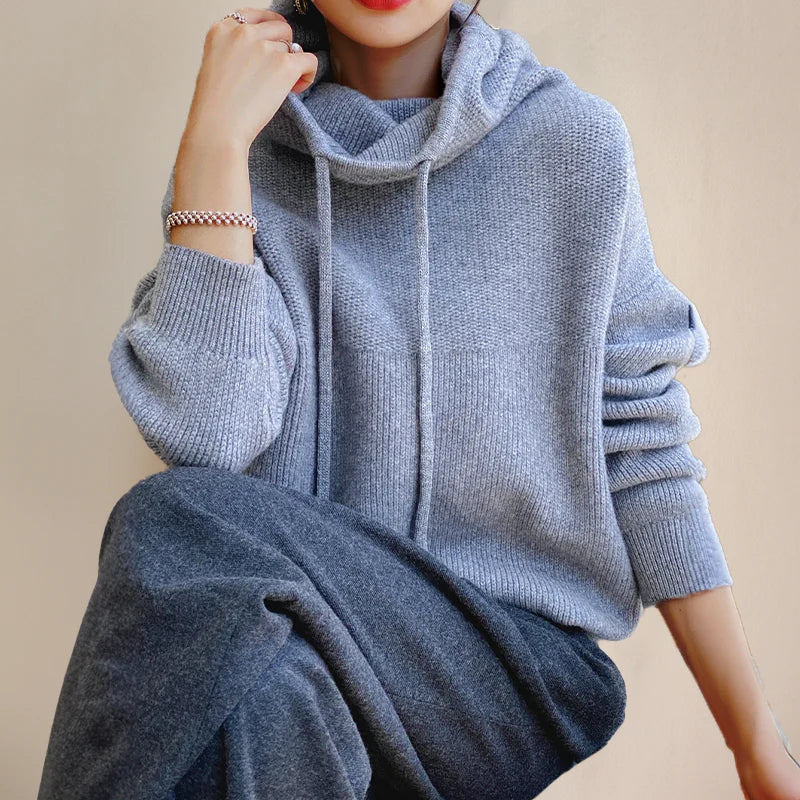 Amara | Cowl Neck Hooded Sweater
