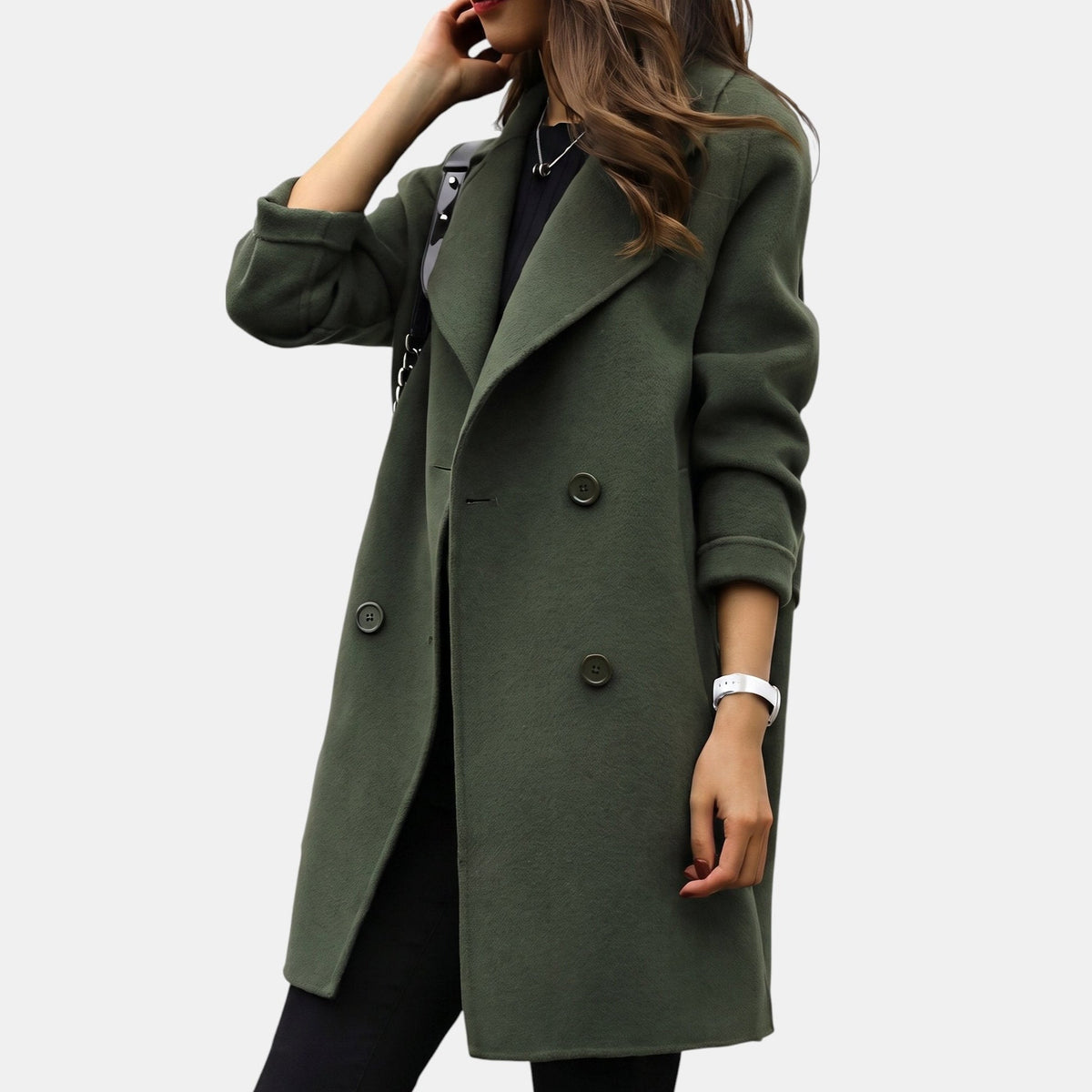Women's Oversized Wool Coat – Longline Notch Lapel