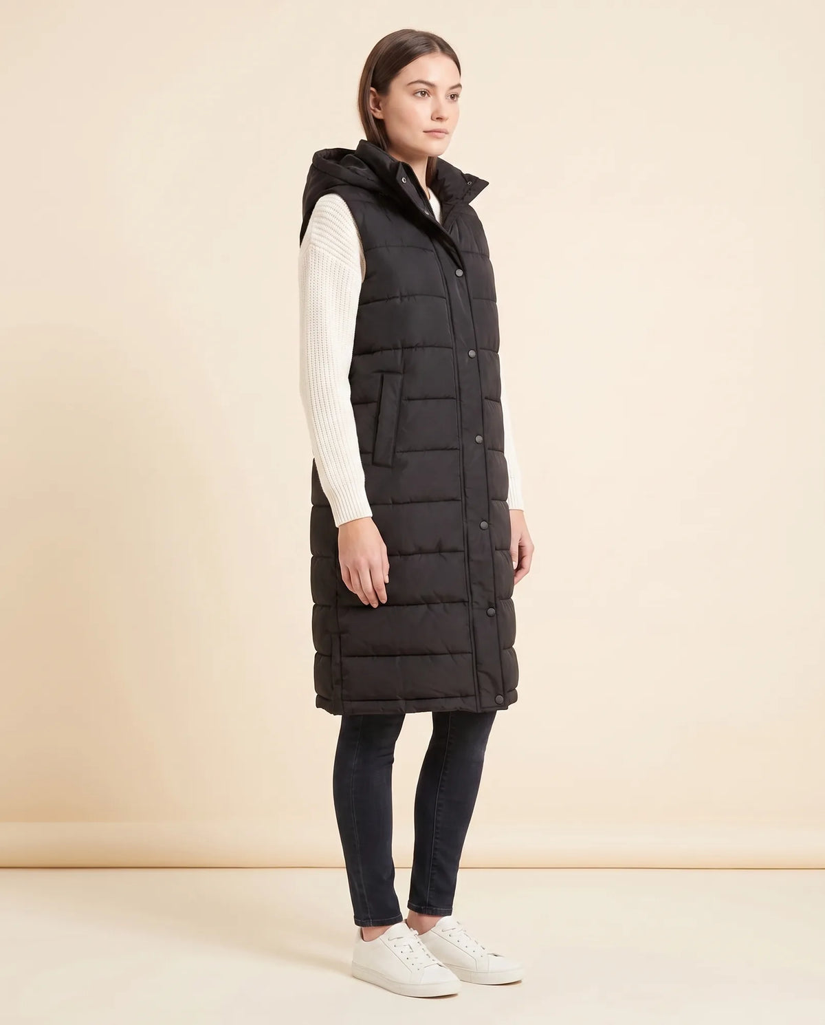 Women's Esme Longline Hooded Sleeveless Puffer Vest