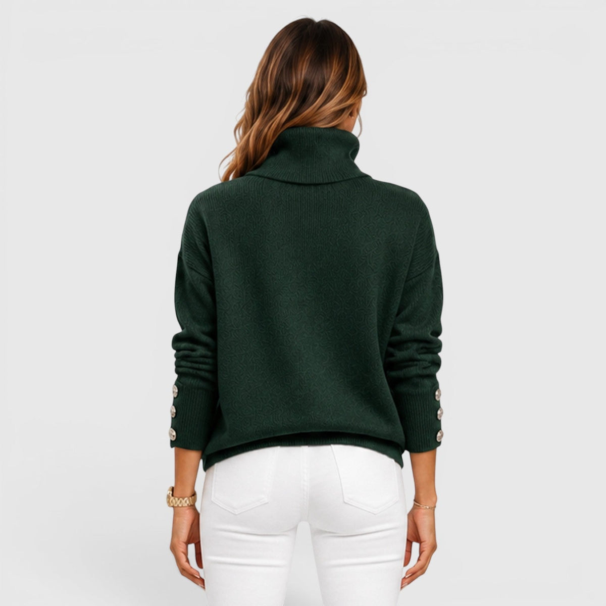 Women's Oversized Ribbed Turtleneck Sweater, Chunky Knit - Beverley