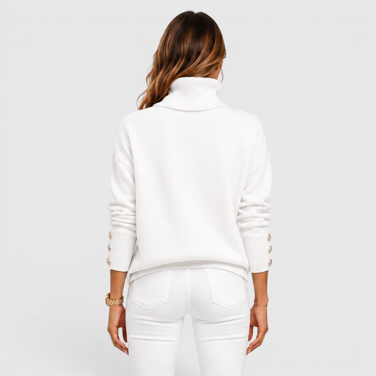 Women's Oversized Ribbed Turtleneck Sweater, Chunky Knit - Beverley