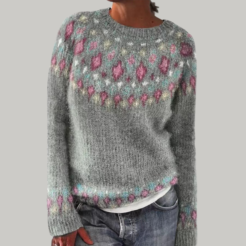 Women's Nordic Pattern Crewneck Sweater, Relaxed Fit - Brenwyn