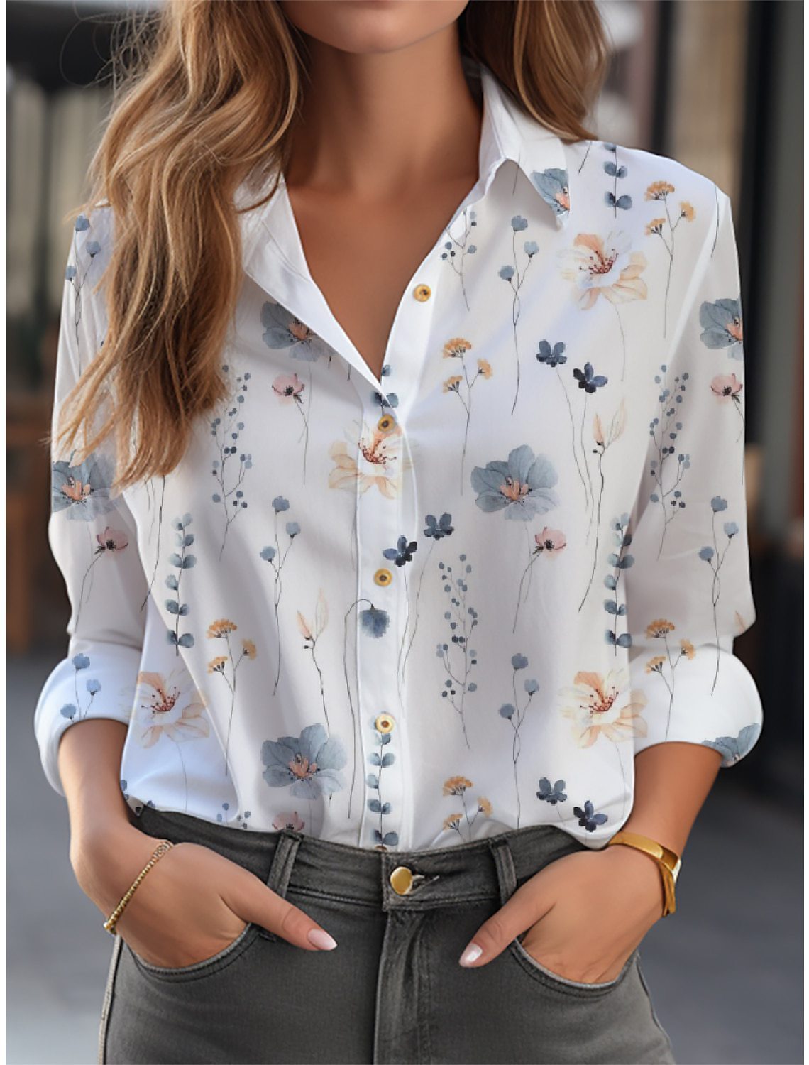 Inge | Floral Button-Up Blouse