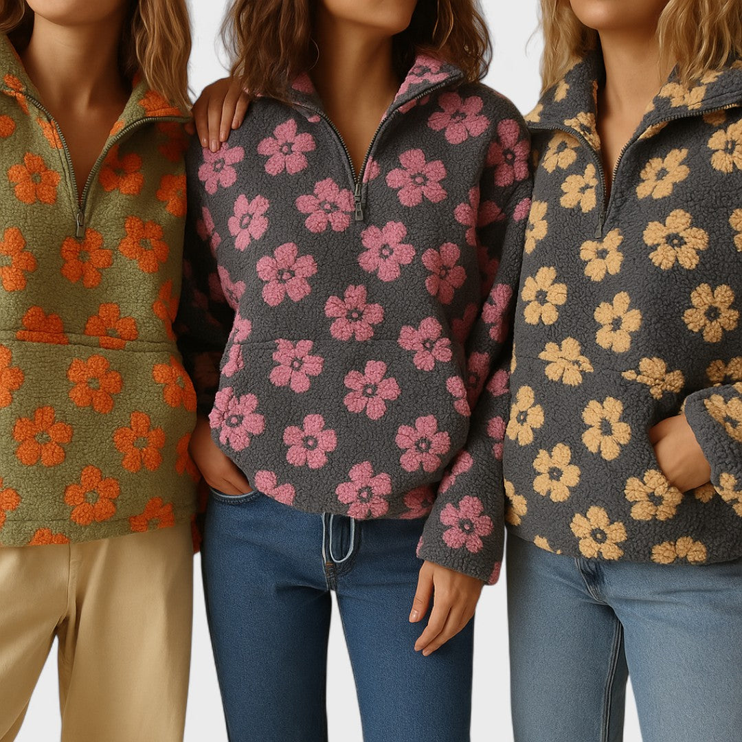 Women's Polar Fleece Pullover with Floral Print