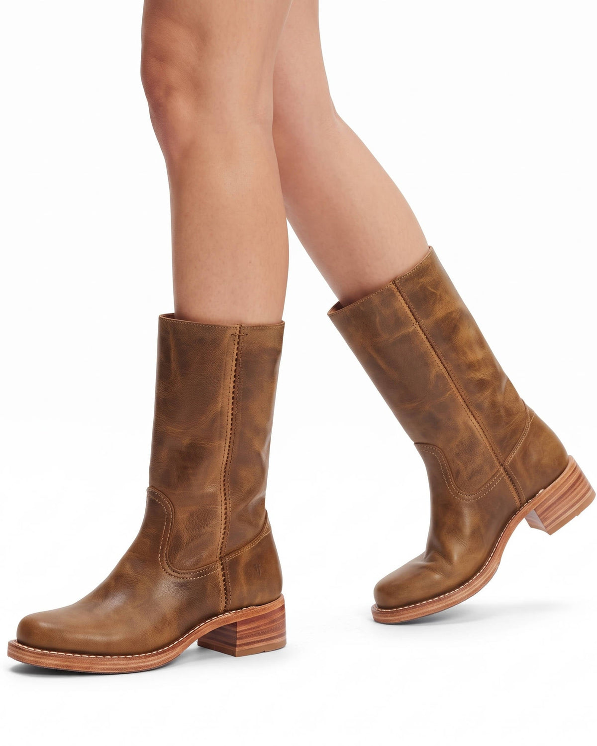 Women's Knee-High Pull-On Boots, Stacked Block Heel - Calveth