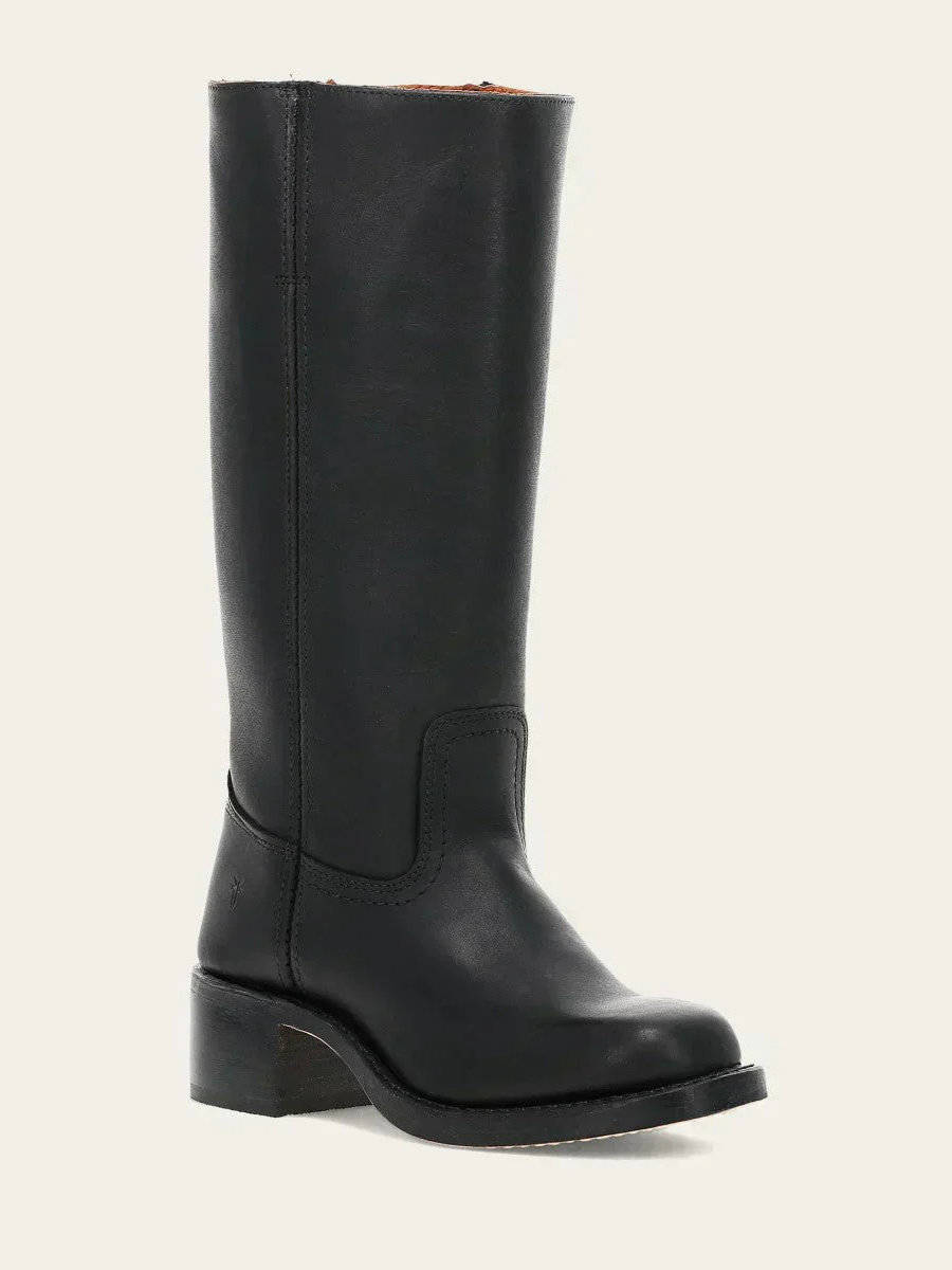 Women's Knee-High Pull-On Boots, Stacked Block Heel - Calveth