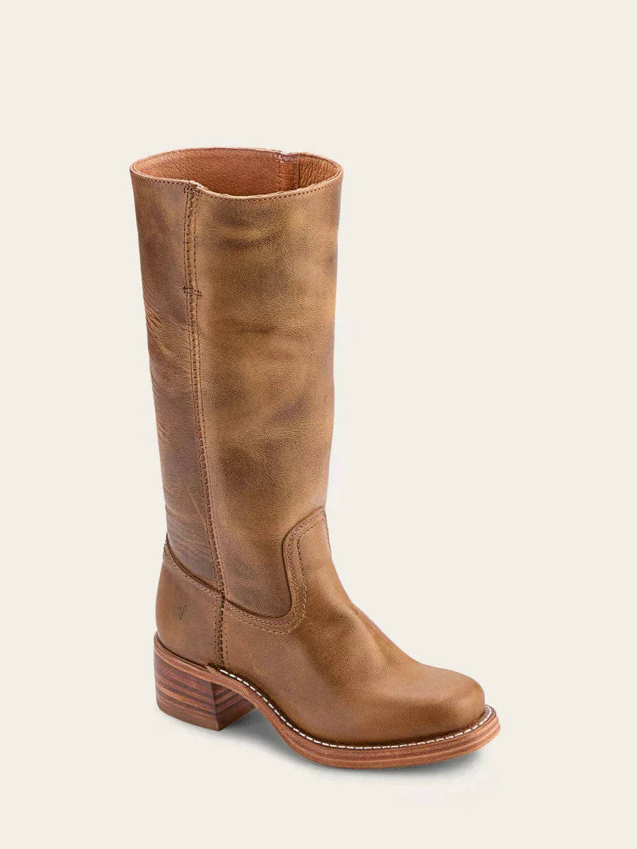 Women's Knee-High Pull-On Boots, Stacked Block Heel - Calveth