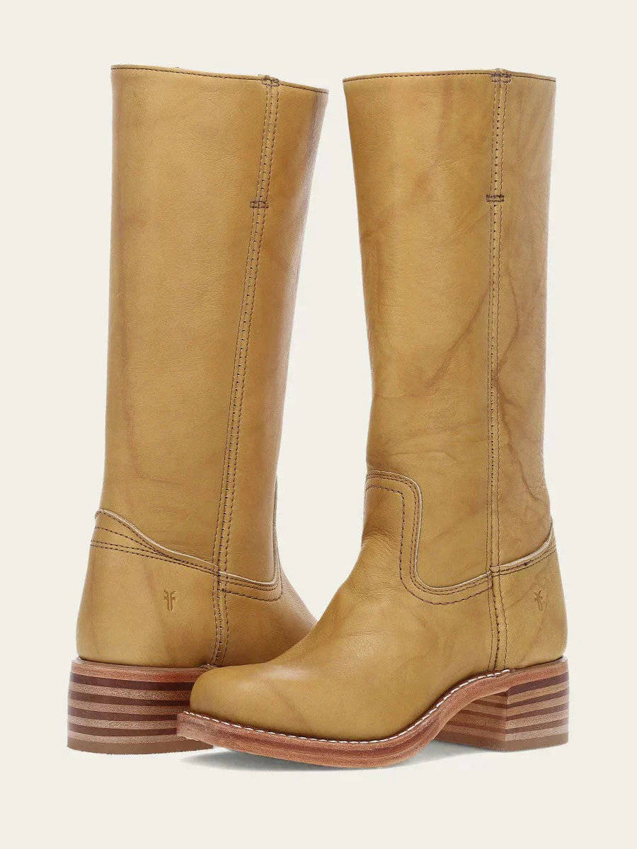 Women's Knee-High Pull-On Boots, Stacked Block Heel - Calveth