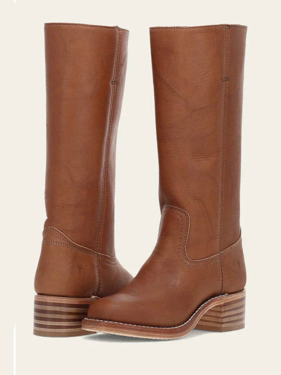 Women's Knee-High Pull-On Boots, Stacked Block Heel - Calveth