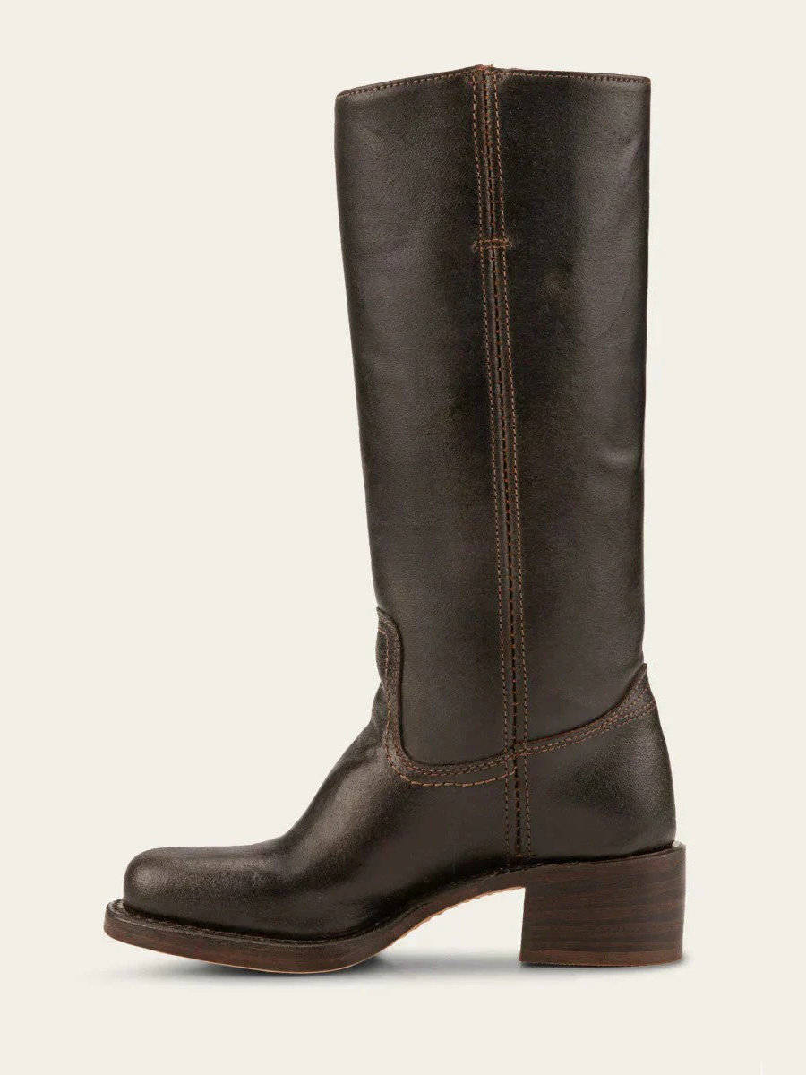 Women's Knee-High Pull-On Boots, Stacked Block Heel - Calveth