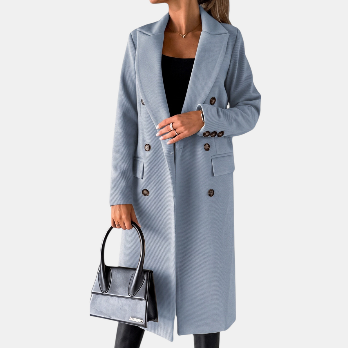 Women's Wool Trench Coat – Double-Breasted Longline