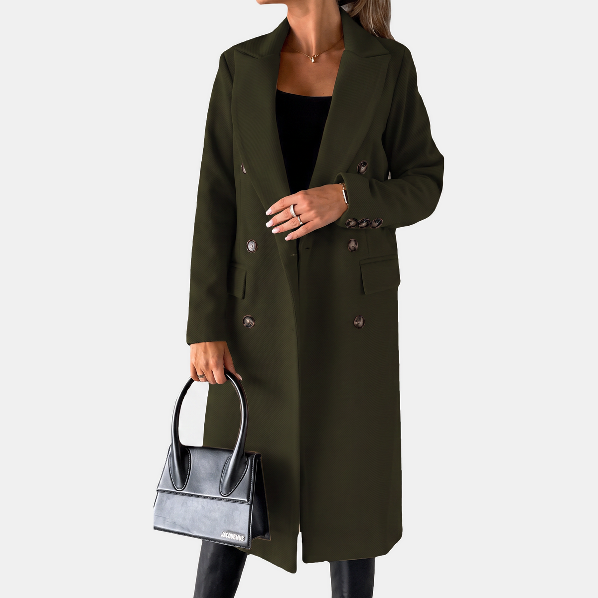 Women's Wool Trench Coat – Double-Breasted Longline