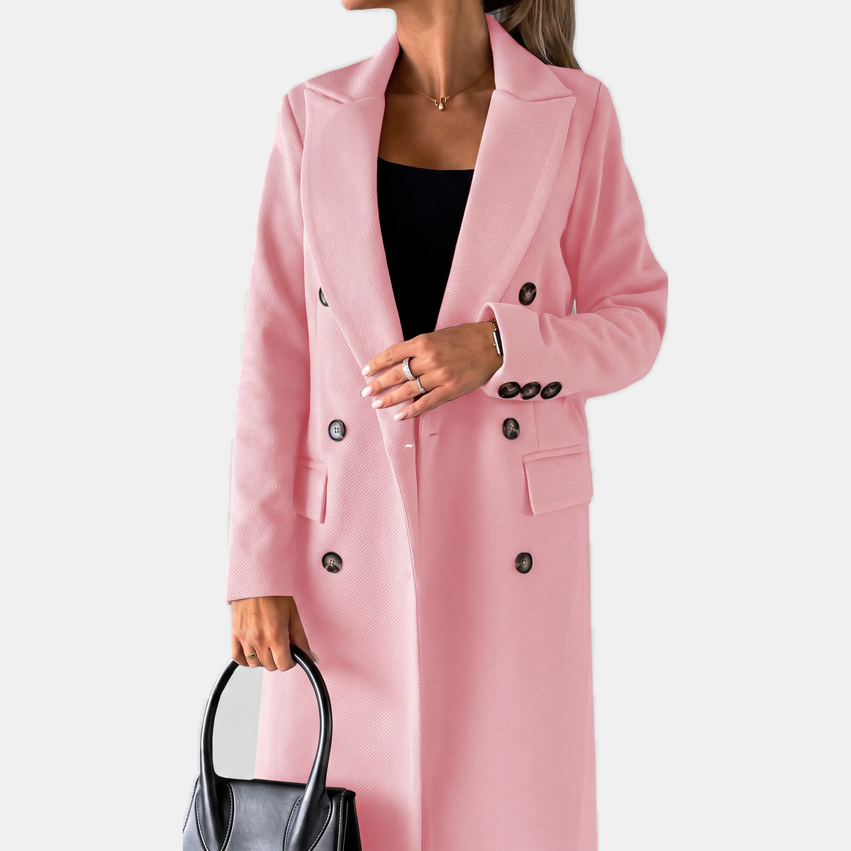 Women's Wool Trench Coat – Double-Breasted Longline