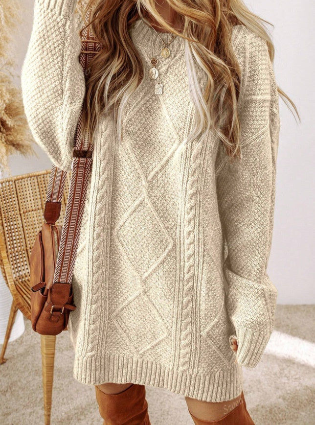 Women's Cable Knit Sweater Dress - Matilda Wood
