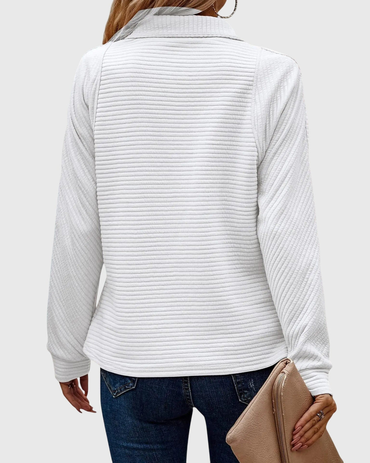 Women's Half-Zip Sweater, Textured Knit and Relaxed Fit - Molly