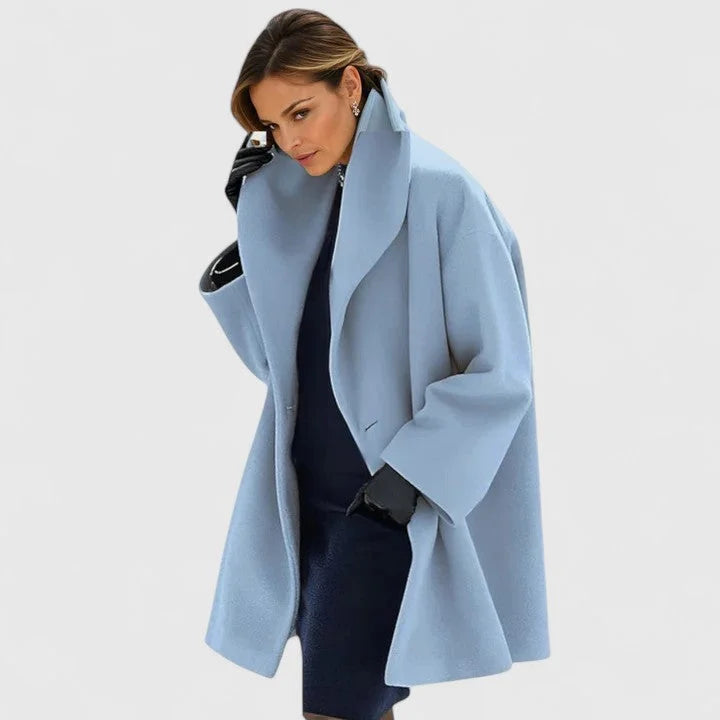 Women's Shawl Collar Coat, Relaxed Fit with Button Front