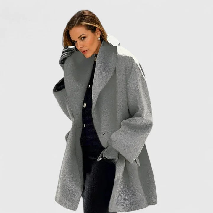 Women's Shawl Collar Coat, Relaxed Fit with Button Front