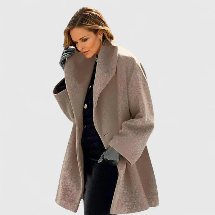 Women's Shawl Collar Coat, Relaxed Fit with Button Front
