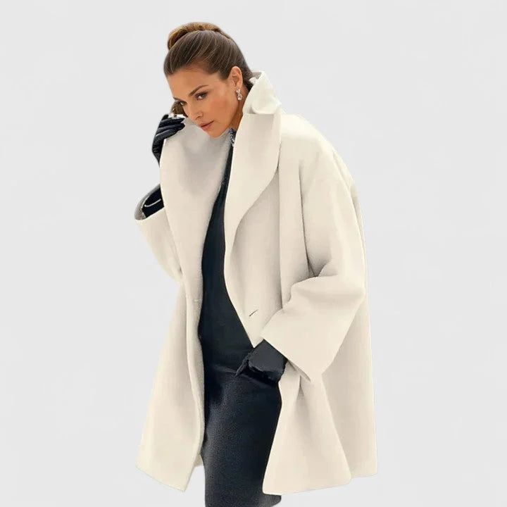 Women's Shawl Collar Coat, Relaxed Fit with Button Front
