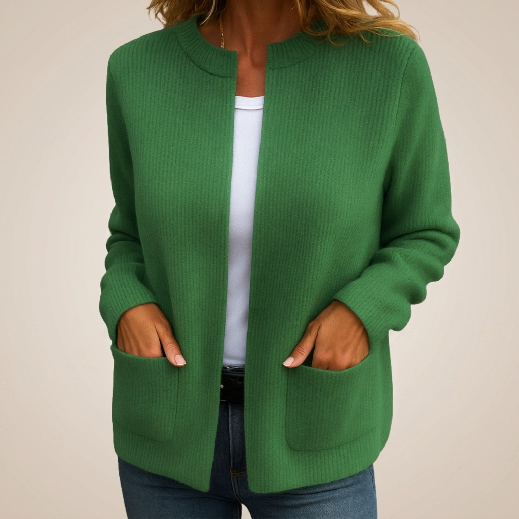 Women's Zip Up Cardigan, Relaxed Knit with Pockets - Maeve