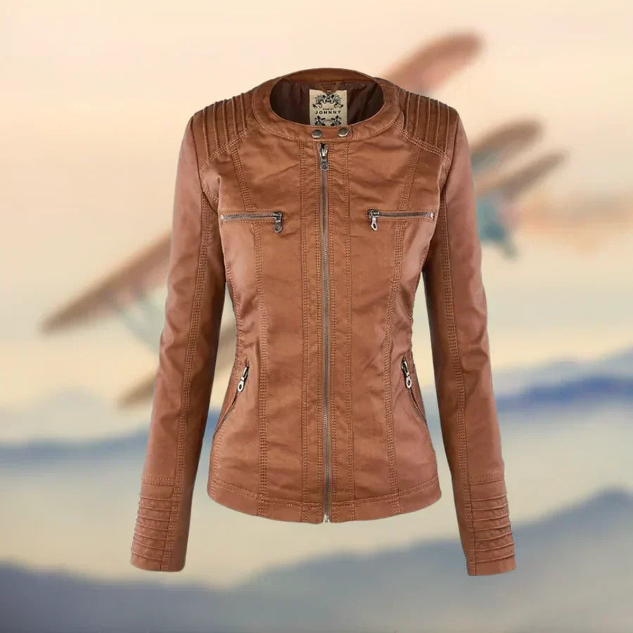 Joanne | Hooded Faux Leather Jacket