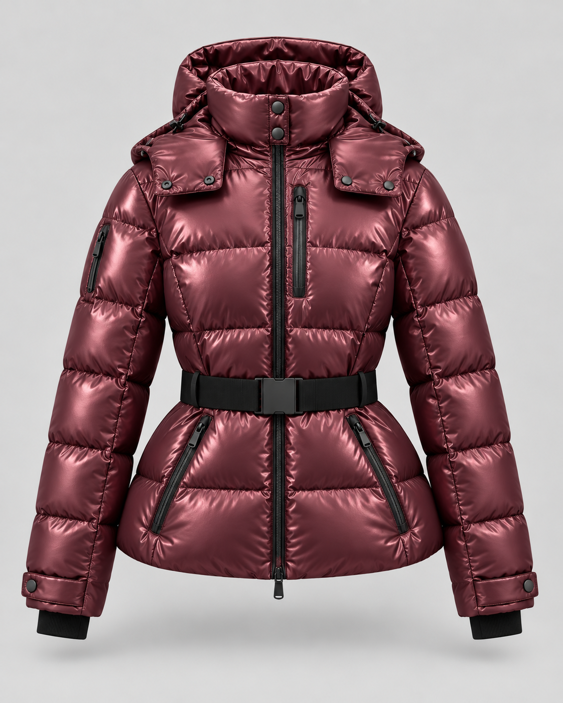 Kacob | Women's Hooded Belted Puffer Jacket