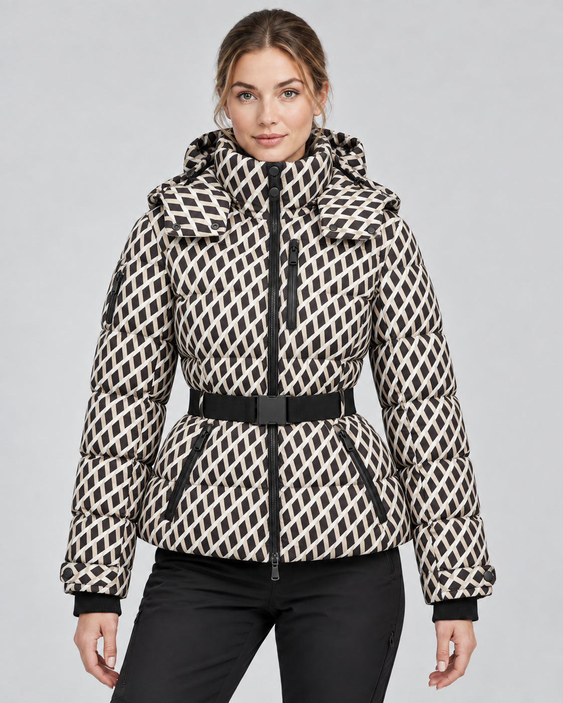 Kacob | Women's Hooded Belted Puffer Jacket