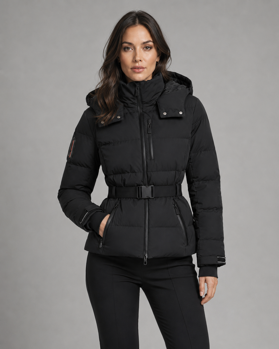 Kacob | Women's Hooded Belted Puffer Jacket
