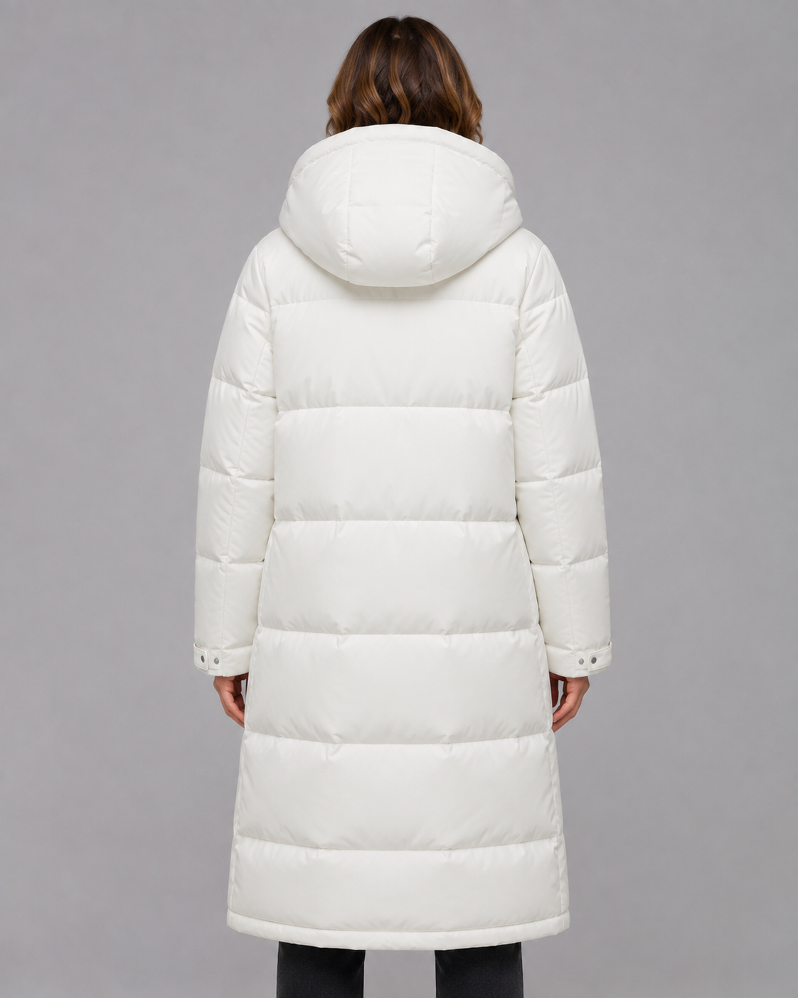 Women's Long Hooded Padded Parka, Straight Fit with Pockets - Kacob