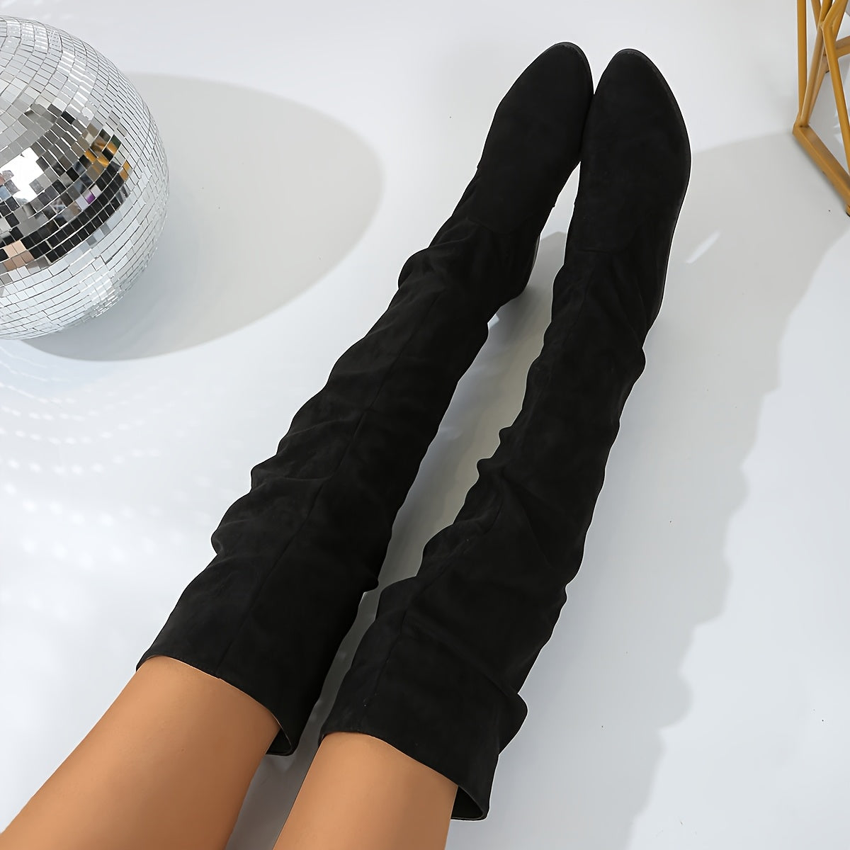 Women's Over-the-Knee Slouch Boots, Low Block Heel - Adeline