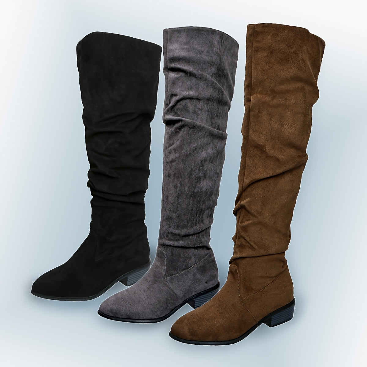 Women's Over-the-Knee Slouch Boots, Low Block Heel - Adeline
