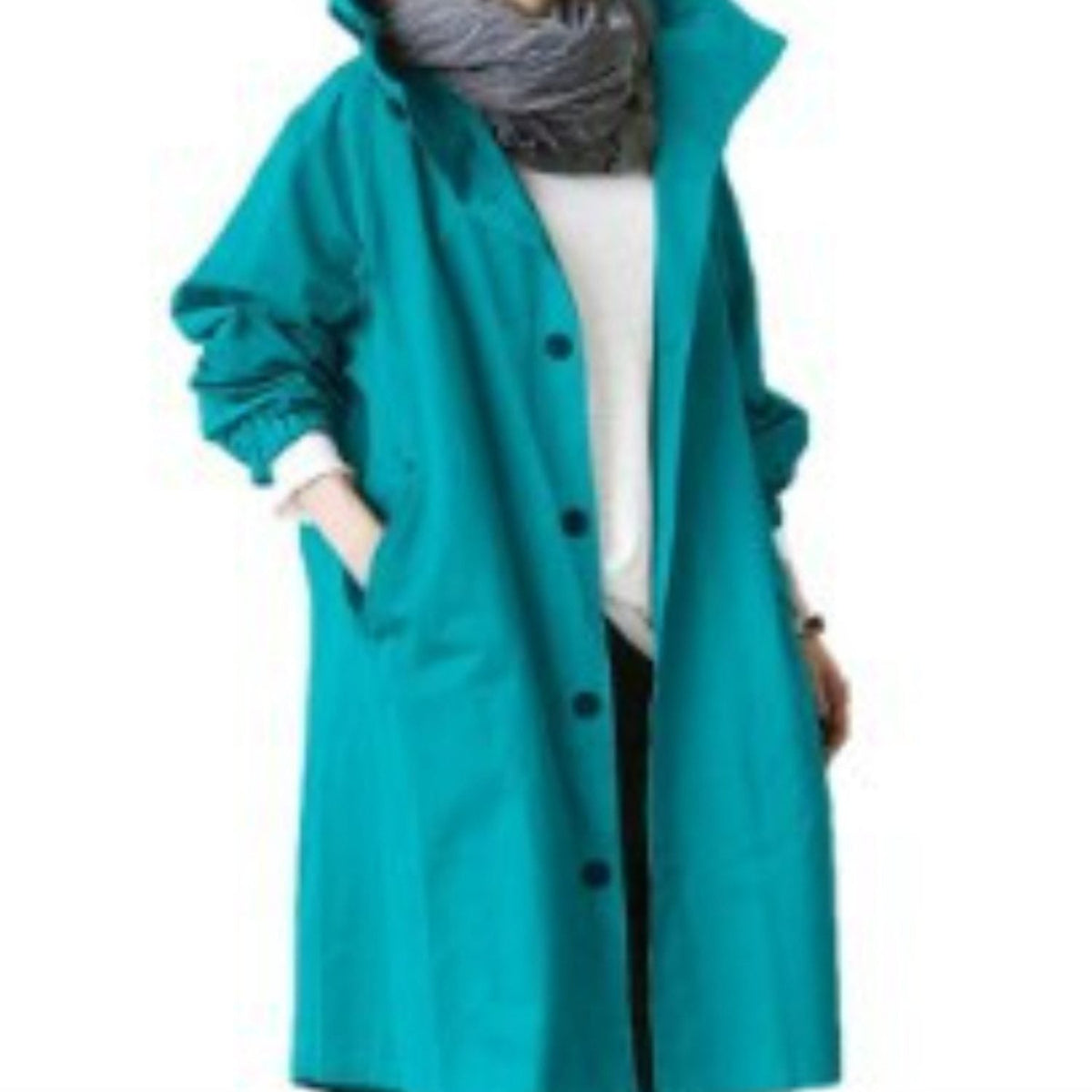 Women's Hooded Trench Coat – Longline with Pockets