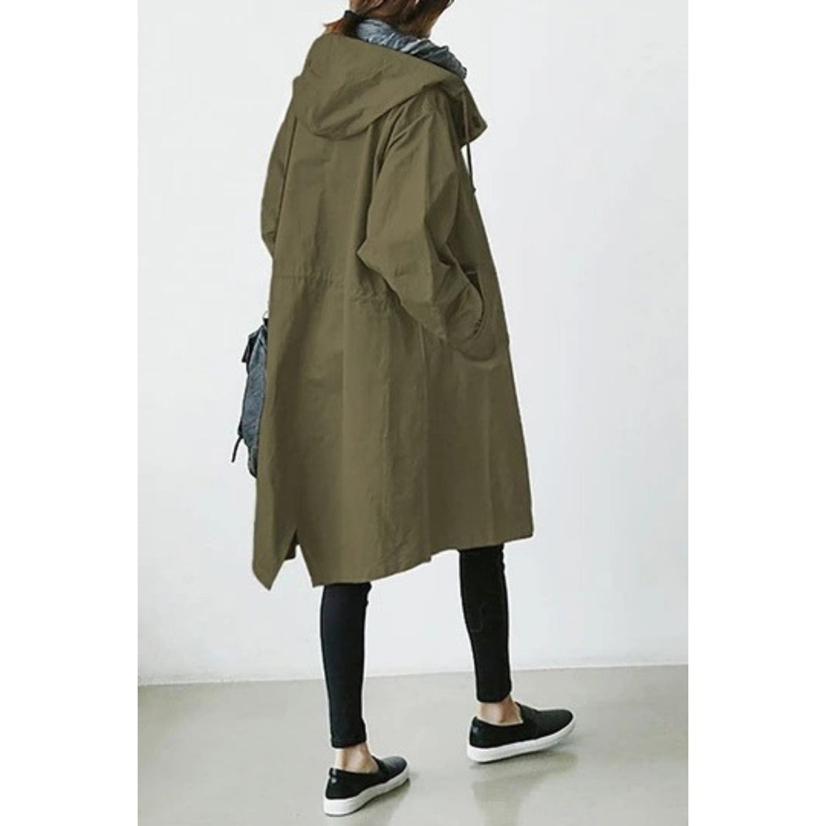 Women's Hooded Trench Coat – Longline with Pockets