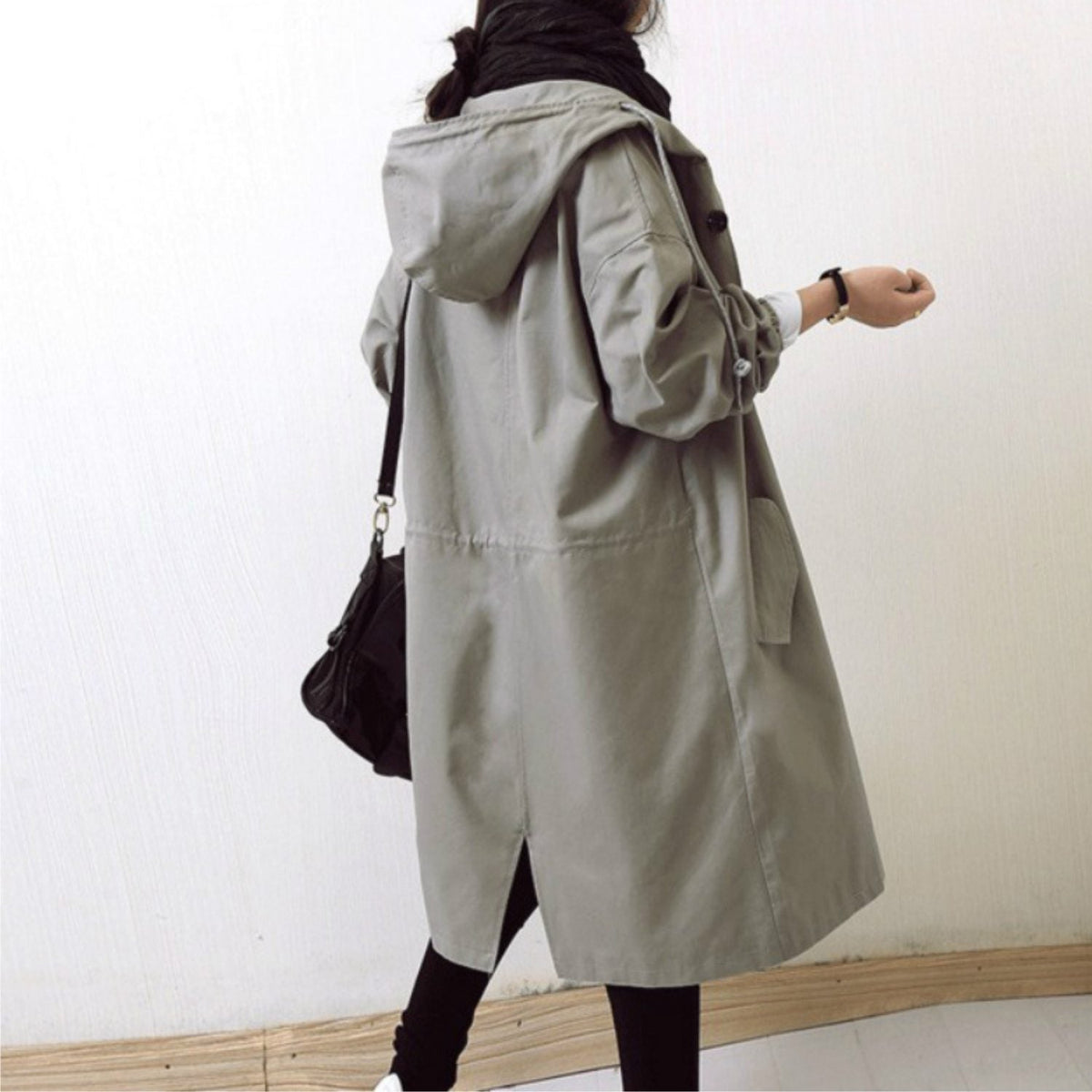 Women's Hooded Trench Coat – Longline with Pockets