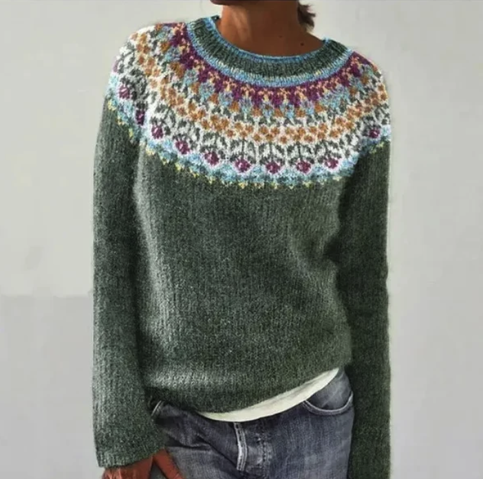 Women's dark green Fair Isle knit jumper