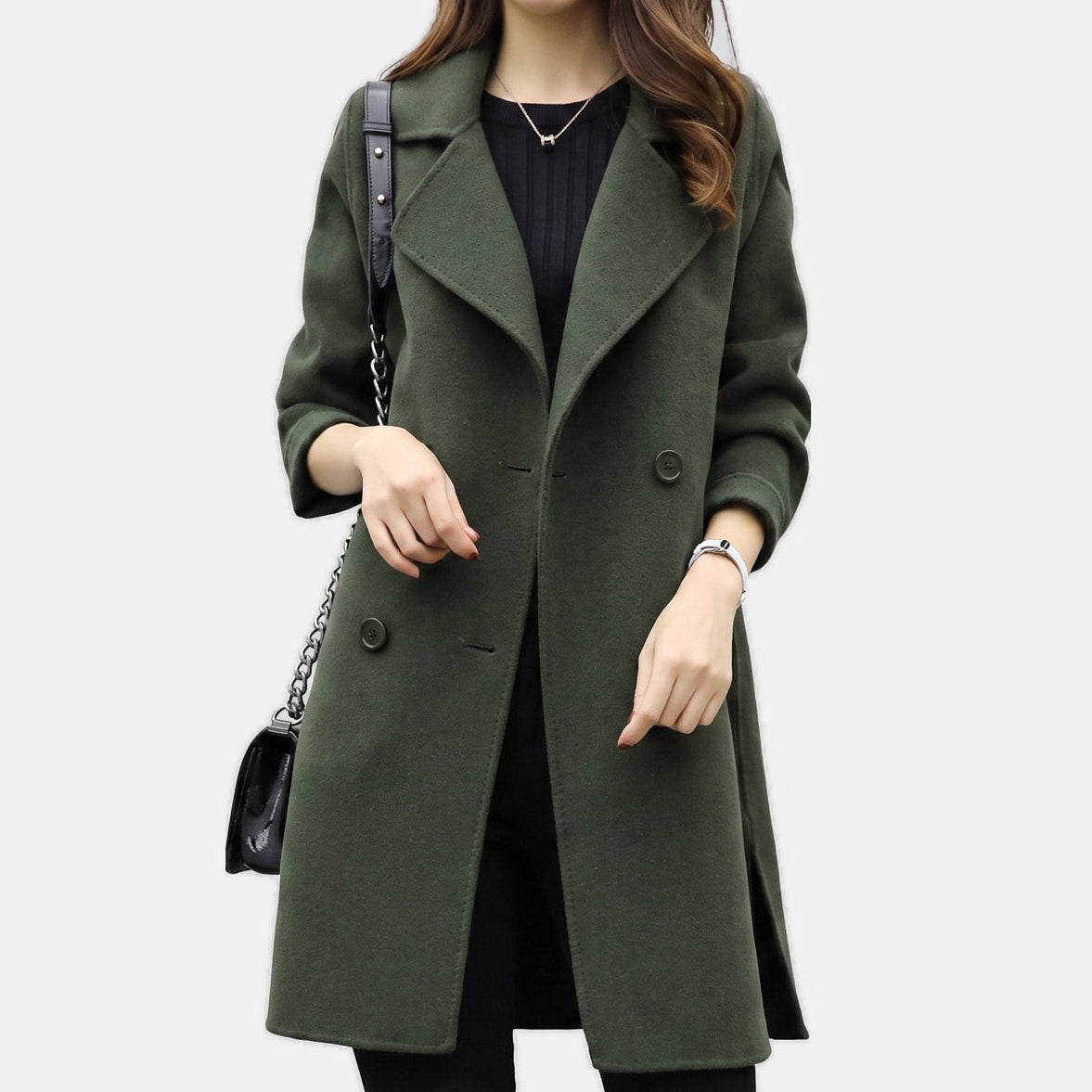 Women's Oversized Wool Coat – Longline Notch Lapel