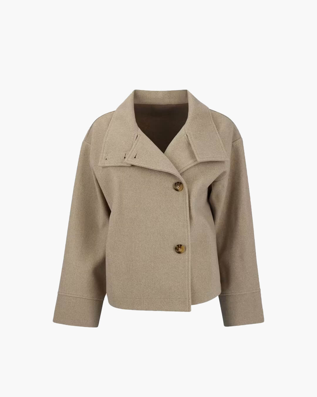 Women's Wool Jacket – Button Front Stand Collar