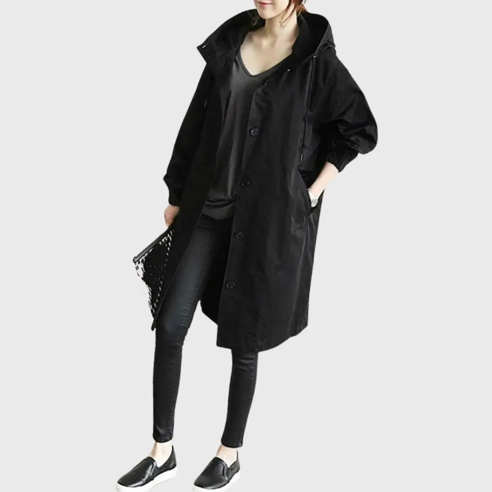 Rosie | Waterproof Trench Coat Hooded Long Women's Raincoat
