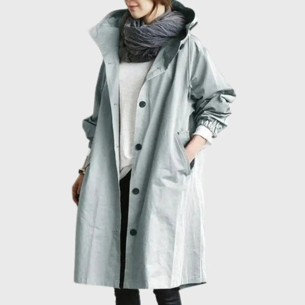 Rosie | Waterproof Trench Coat Hooded Long Women's Raincoat