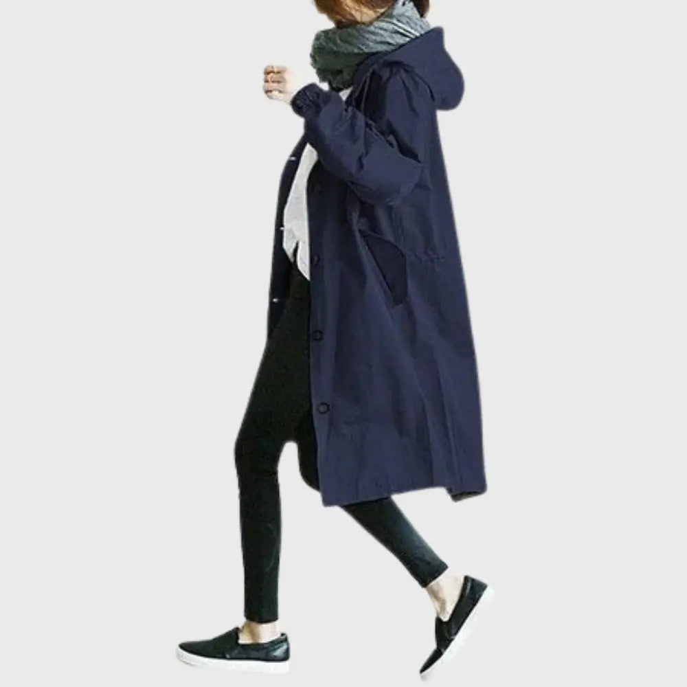 Rosie | Waterproof Trench Coat Hooded Long Women's Raincoat